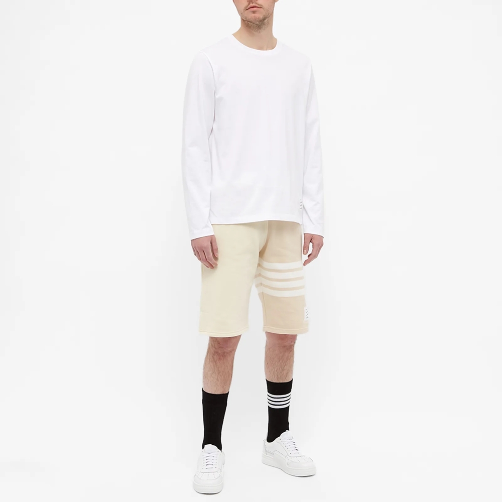 Thom Browne Cream 4-Bar Cotton Drawstring Shorts